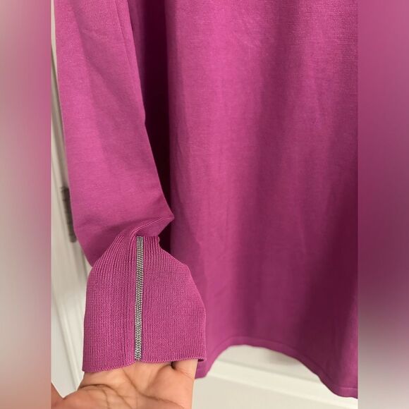 Chico’s Rayon Blend Pullover Sweater Size 4 US XXL Boat Neck Color Pink - Picture 4 of 7